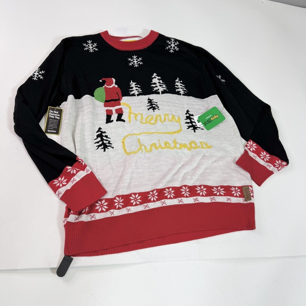 Tipsy Elves Sweater Mens 3XL Black White Red Yellow Snow Light Up Ugly Christmas